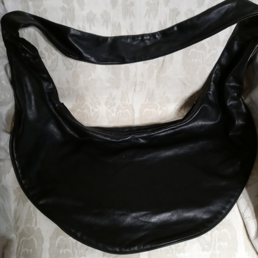 Village Tannery NY Black Leather Large Crossbody/Boho Bag